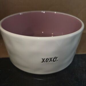 Rae Dunn Pink and White XOXO Bowl